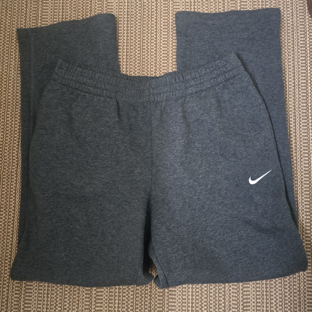 Nike Men's Gray Fleece Sweatpants Large Drawstring Elastic Waist Embroidere Logo